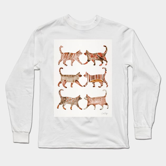 Brown Cat Collection Long Sleeve T-Shirt by CatCoq